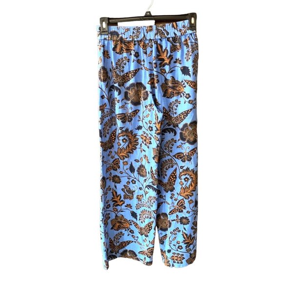 INC Intl Womens Size S Blue Print Pants Side Zip Wide Leg Pleated front HIse Ris - Picture 3 of 4